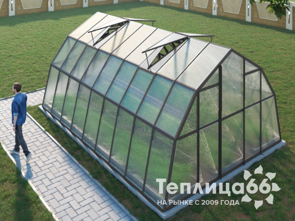 Теплица Рада Каспий из поликарбоната, 4х6 метров, графитовая